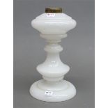 Milchglasfuß um 1900, wohl Unterteil einer Petroleumlampe, h 28 cm,