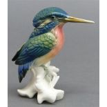 Porzellanvogel Manufaktur Karl Ens, Volkstedt, "Eisvogel", bemalt, um 1930, Bodenmarke, h 13 cm,