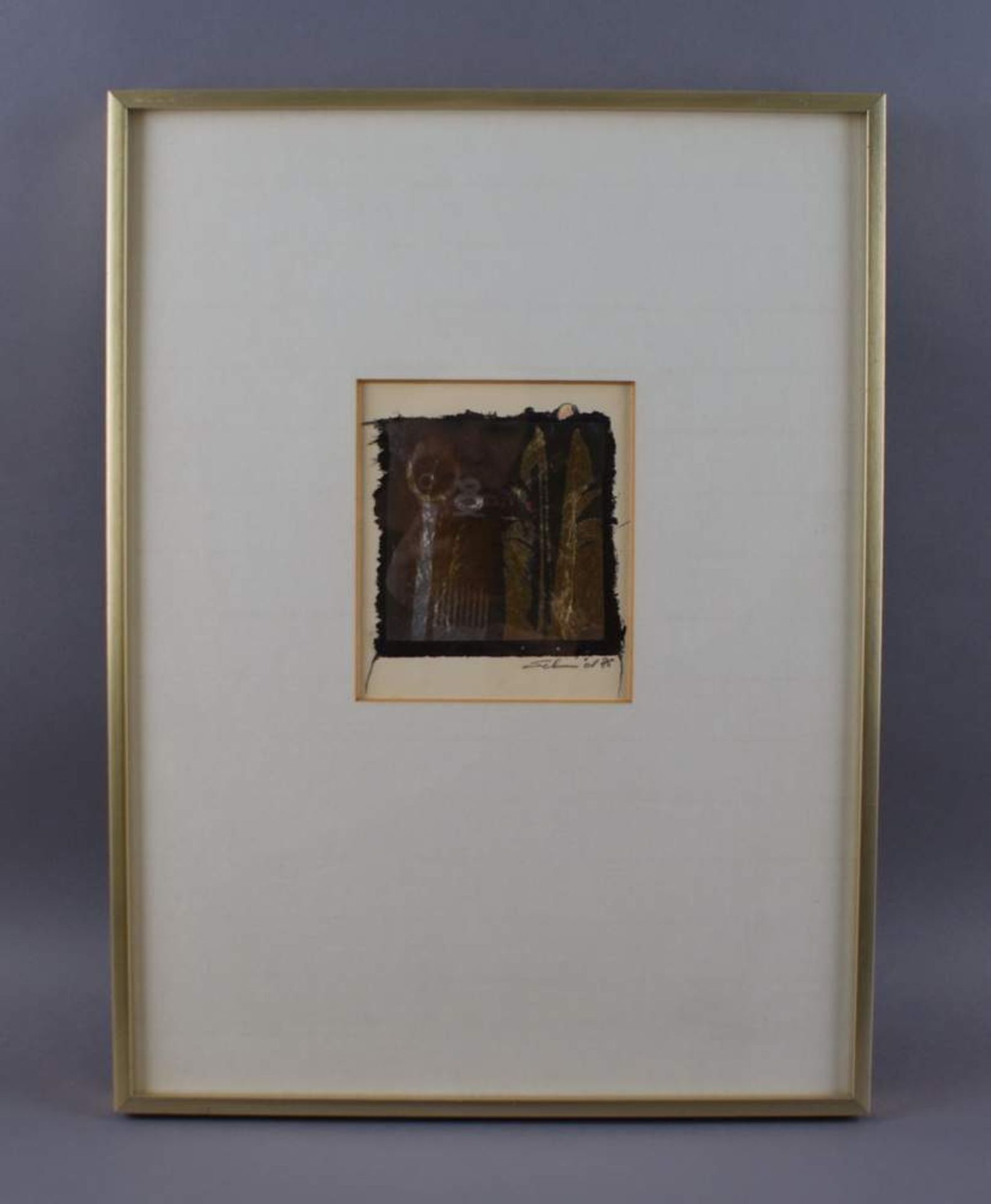 MODERNES BILDin bräunlichen Farben, bez. mit Schmid dat. 85, m. R. H 44 x B 33 cm, Bild H 14 x B