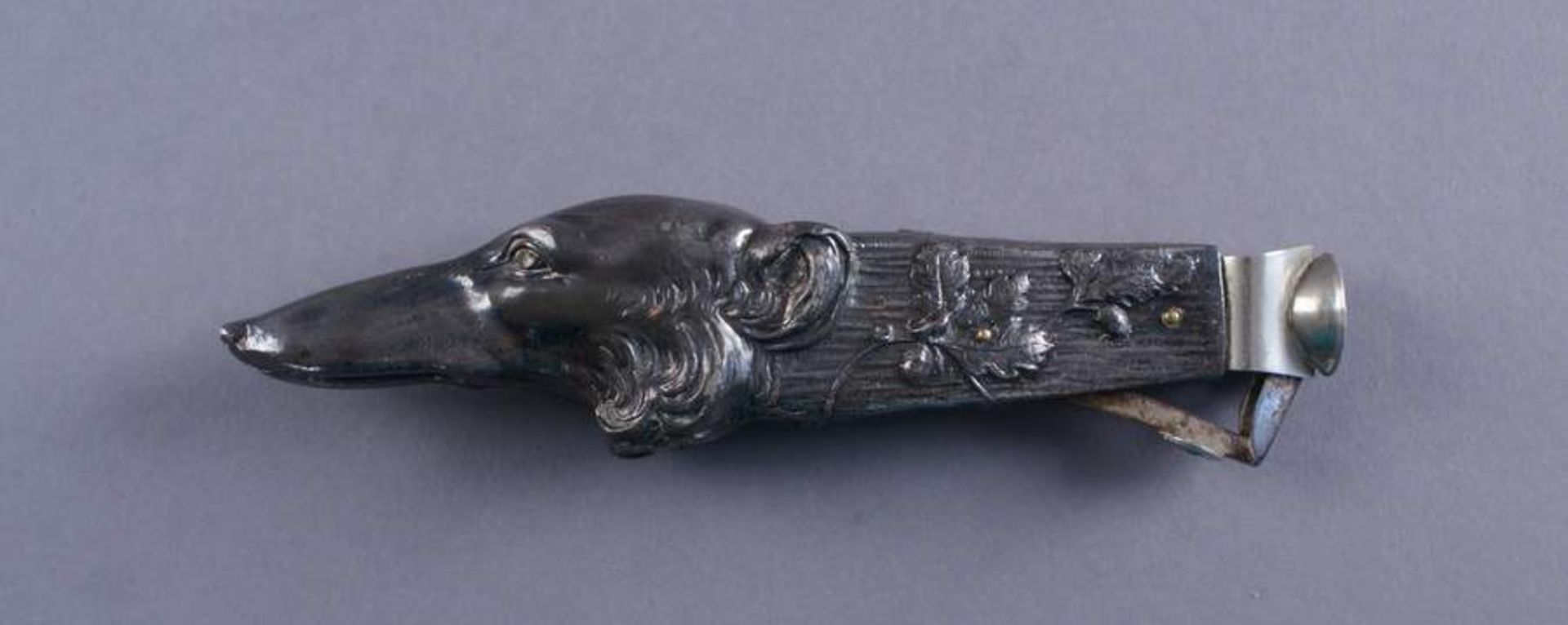 ZIGARRENSCHNEIDER 19. JH, in Form eines Hundekopfes, L 14,5 cm