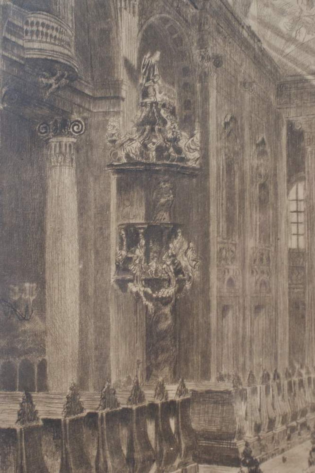 UNIVERSITÄTSKIRCHE WIENBleistiftzeichnung im schwarzen Rahmen, bez. Fanny Faber, m. R. H 48 x B 31 - Bild 3 aus 8