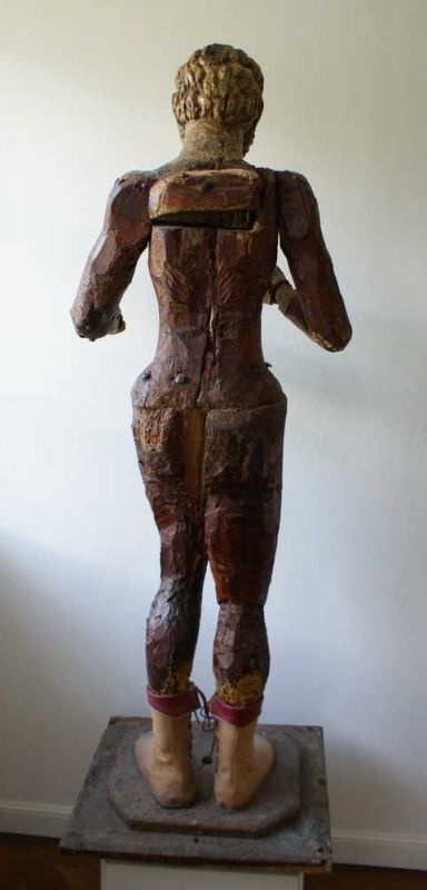 HERREN SKULPTUR Italien, 17. JH., Holzgeschnitze Statue eines Mannes, stehen auf einen Holzsockel in - Image 9 of 9