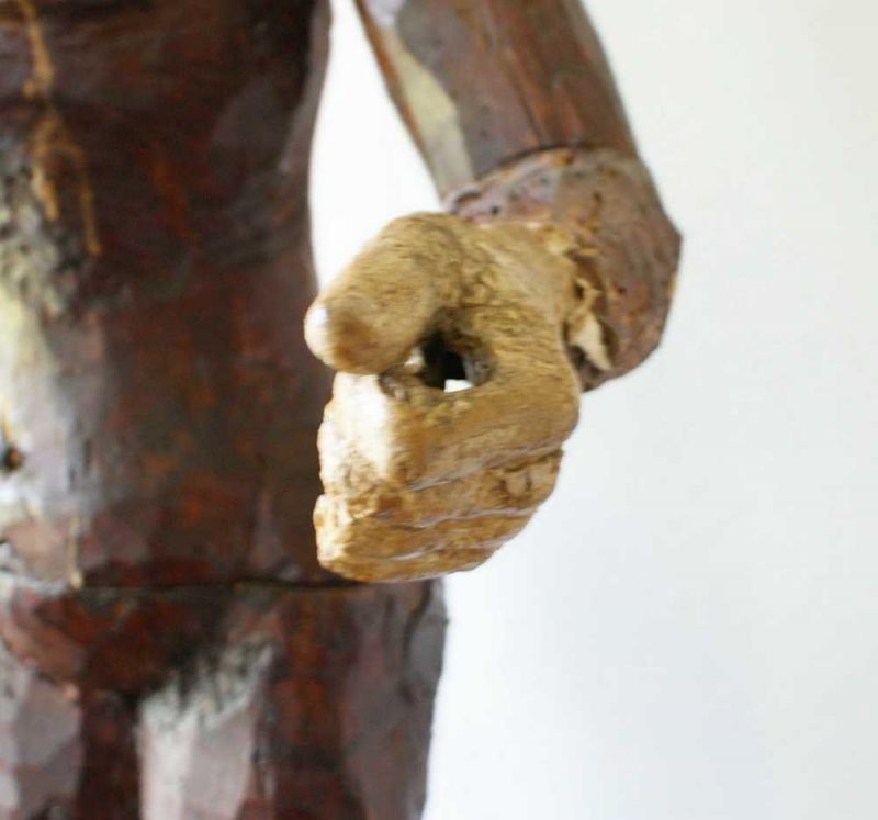 HERREN SKULPTUR Italien, 17. JH., Holzgeschnitze Statue eines Mannes, stehen auf einen Holzsockel in - Image 4 of 9