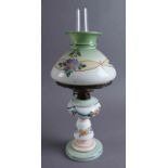 PETROLEUM LAMPE 19. JH, floral bemalt, mit Glashalm, H 42 x Durchmesser 19 cm 20.17 % buyer's