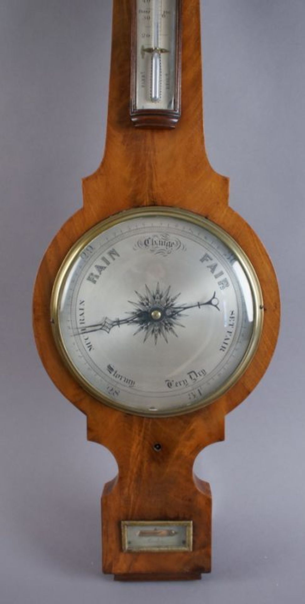 BAROMETER | WETTERSTATION England, 19. JH, Mahagoni-Holz mit Barometer, Thermometer und - Bild 2 aus 5