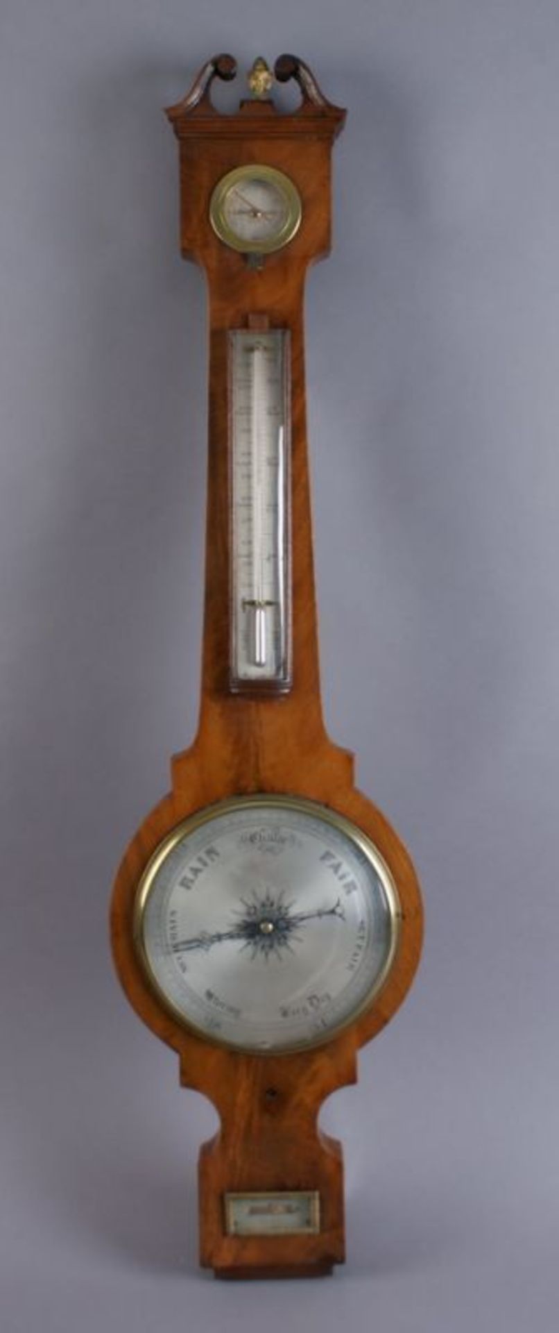 BAROMETER | WETTERSTATION England, 19. JH, Mahagoni-Holz mit Barometer, Thermometer und