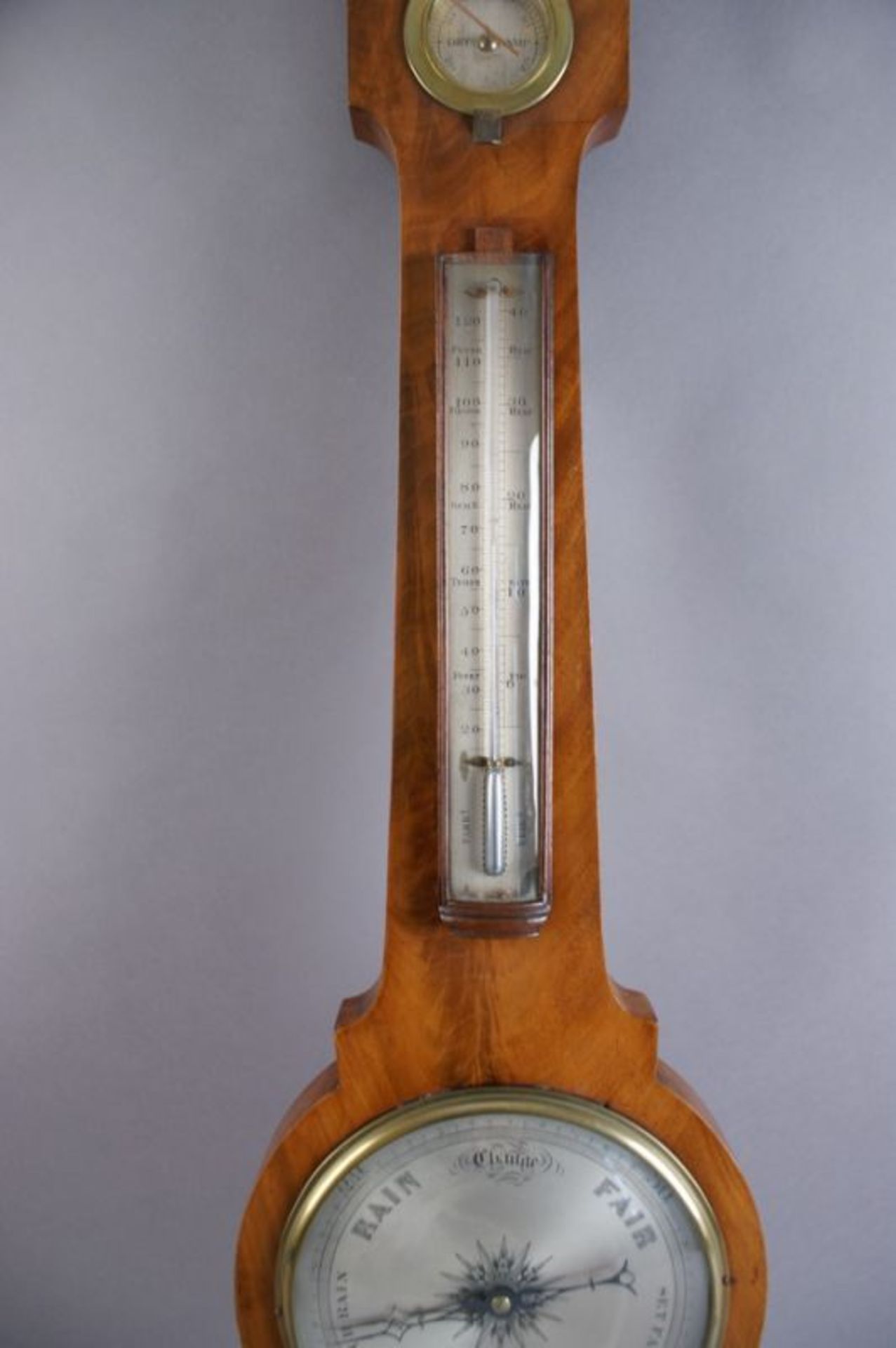 BAROMETER | WETTERSTATION England, 19. JH, Mahagoni-Holz mit Barometer, Thermometer und - Bild 3 aus 5