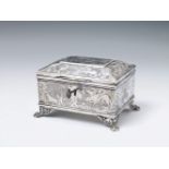 A Berlin silver sugar box. Marks of W. J. and W. F. Ehrenberg, ca. 1840/50. W 15; D 11; H 9 cm,