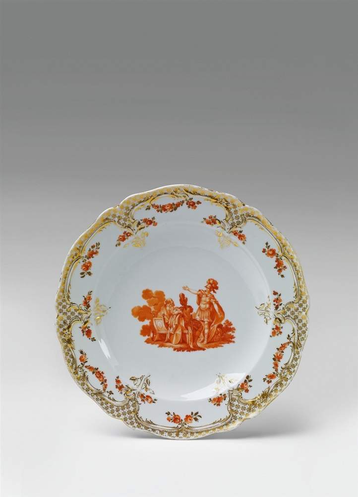 A Berlin KPM porcelain plate from the mythological histories service With gilt mosaic and floral