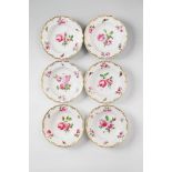 Six Berlin KPM porcelain plates with rose decor Decorated to the centre with a large rose bouquet