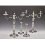 A pair of Berlin argent laché candelabra with Königsberg silver candle holders. Marks of Johann Wilh