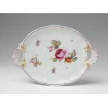 An early Berlin KPM porcelain platter Decorated to the centre with a large rose and scattered