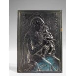 A Prussian black patinated cast iron relief plaque of the Virgin and Child Presumably after a work