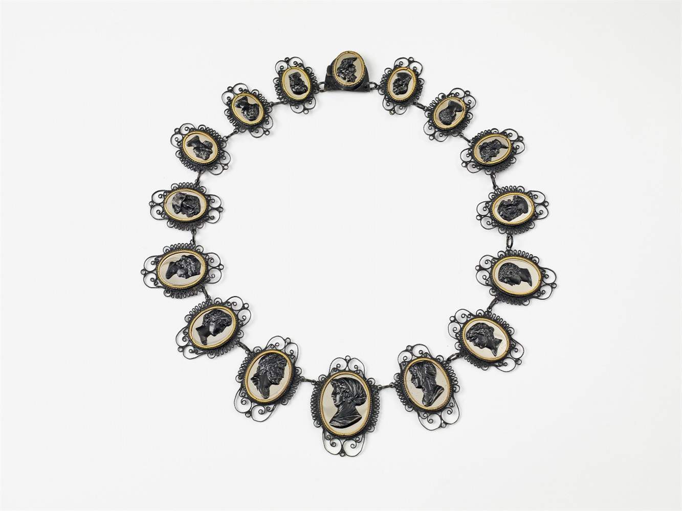 A Prussian cast iron cameo collier A Prussian cast iron cameo collier. Designed as a chain of 15