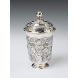 A Berlin partially gilt silver coin-set beaker. Decorated throughout with 24 16th and 17th century P
