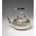 A large Berlin silver tea kettle. Marks of Jean Frédéric Godet, 1821 - 42. H 27 cm, weight 1746 g.