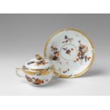 A Berlin KPM porcelain ecuelle with fine floral decor Decorated with large bouquets in black and