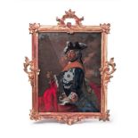 A reverse glass portrait of Frederick II in a giltwood frame Monogrammed to the lower edge: JMB.