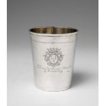 A Brandenburg partially gilt silver canon's beaker (Domherrenbecher). Engraved with the coat-of-arms