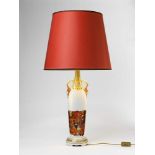 A Berlin KPM jugendstil porcelain vase mounted as a lamp Blue sceptre mark, red imperial orb mark,