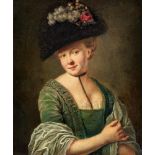 Anna Dorothea Therbusch-Lisiewska, zugeschriebenBildnis einer Dame im grünen Samtkleid Öl auf
