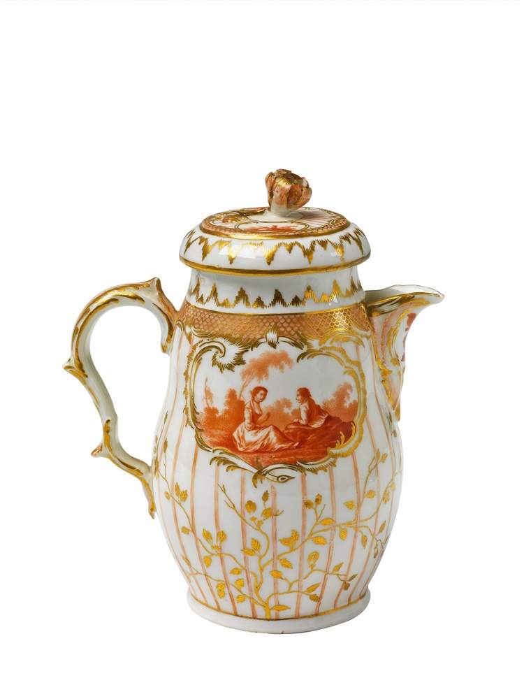 A Berlin KPM porcelain solitaire with scenes after Watteau Comprising a tray, milk jug, teapot, - Image 2 of 2