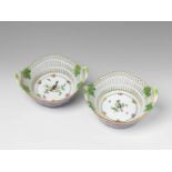 Two Berlin KPM Neoclassical porcelain sweets baskets Openwork baskets decorated to the interiors