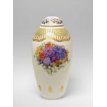 A monumental Berlin KPM porcelain vase with floral decor Blue sceptre mark, red imperial orb mark,