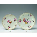 A Berlin KPM porcelain dish Decorated with flower bouquets and insects. Blue sceptre mark, impressed