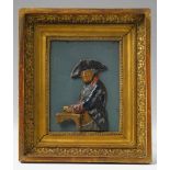 A painted wax relief of Frederick II of Prussia Coloured wax relief on a glass plaque painted grey