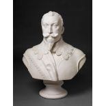A plaster cast bust of the Swedish King Gustaf Adolf II Engraved to the edge of the bust "