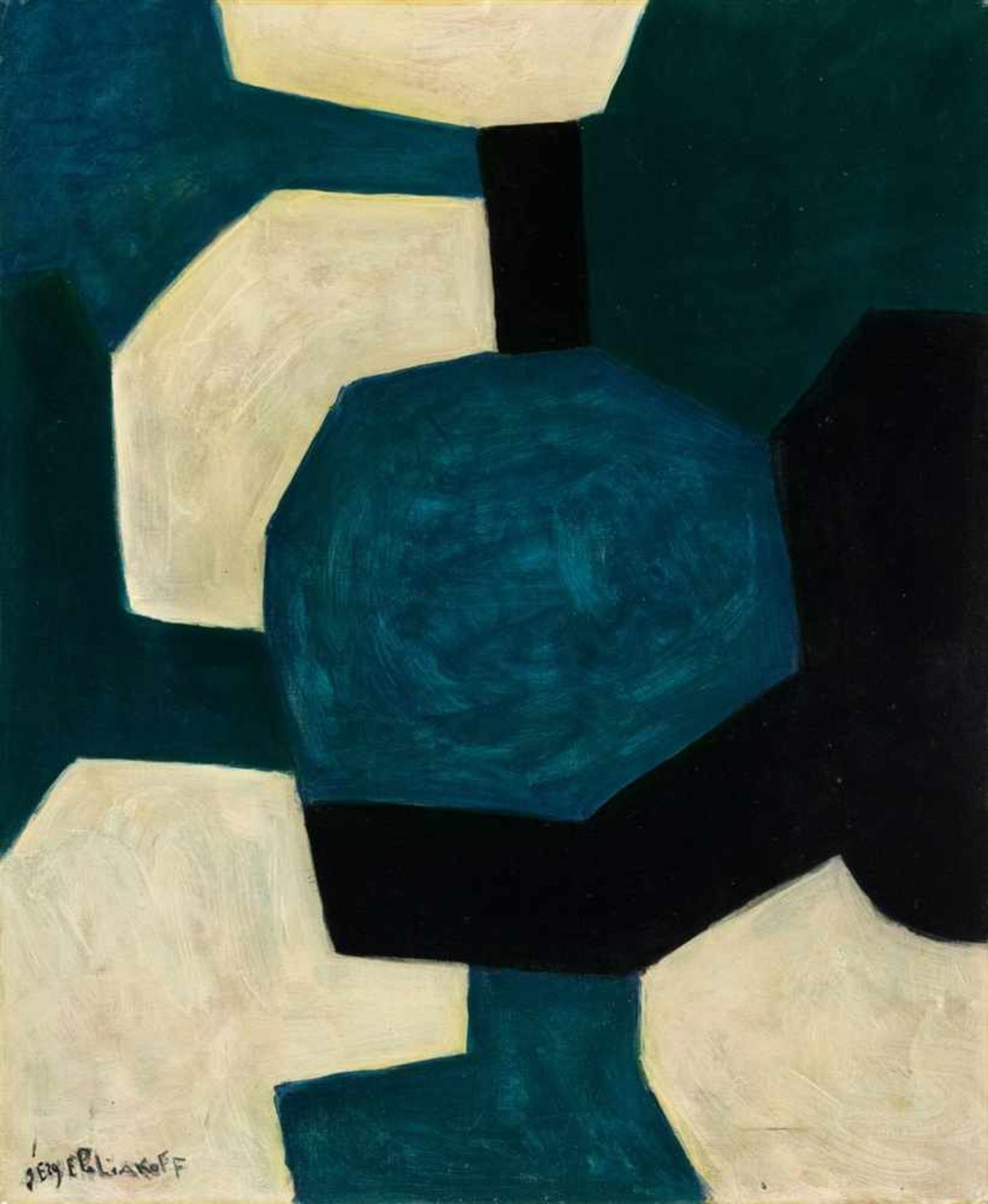 Serge PoliakoffComposition abstraiteÖl auf Leinwand. 73 x 60 cm. Gerahmt. Unten links in schwarz