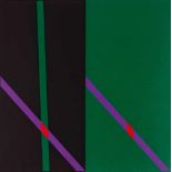 Almir da Silva MavignierViolett-grün KreuzungenAcryl auf Leinwand. 100 x 100 cm. Gerahmt. Rückseitig