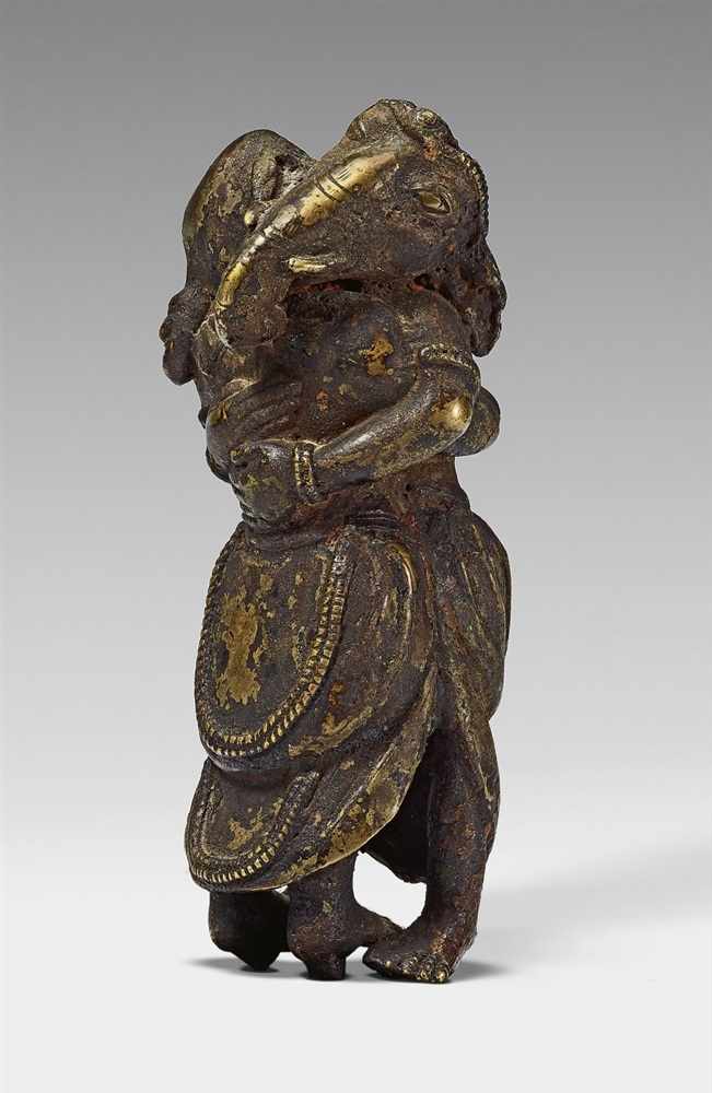 Zwei sich umarmende Ganesha. Bronze. Nepal. 18. Jh. Seltene Figur zweier sich gegenüber stehender