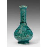 Flaschenvase mit türkisfarbener Glasur. Cizhou. Ming-Zeit (1368-1644) Vase mit langem Hals,