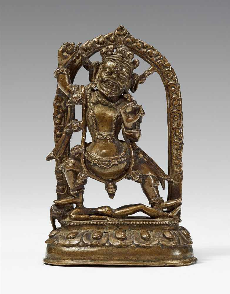 Vajrapani. Bronze. Tibet. 15./16. Jh. Tib. phyag na rdo rje, der furchterregende, bärtige vajra-