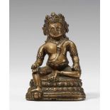 Jambhala. Bronze. Tibet. Pala-Stil, 13 Jh. Tib. dzam bha la ser po, in lalitasana auf einem