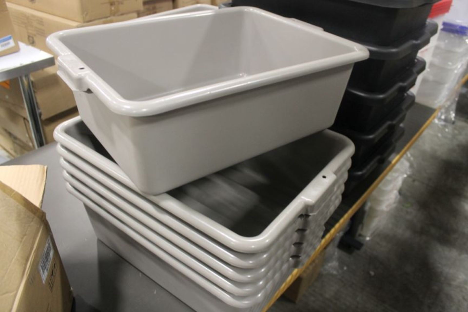 Grey Totes/Bus Bins 7" Deep - Lot of 6