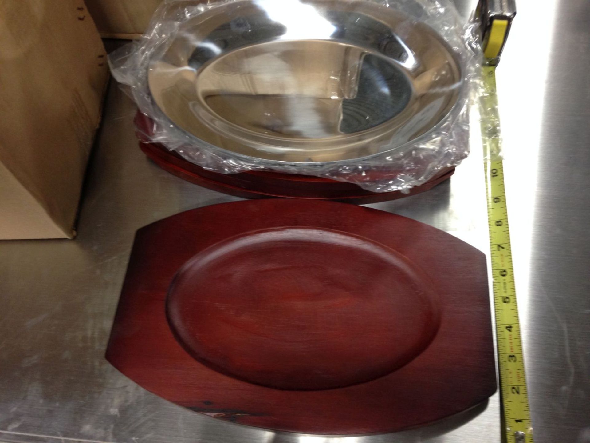 11" Oval Sizzle Platters with Wooden Holders - Lot of 4 - Image 2 of 2