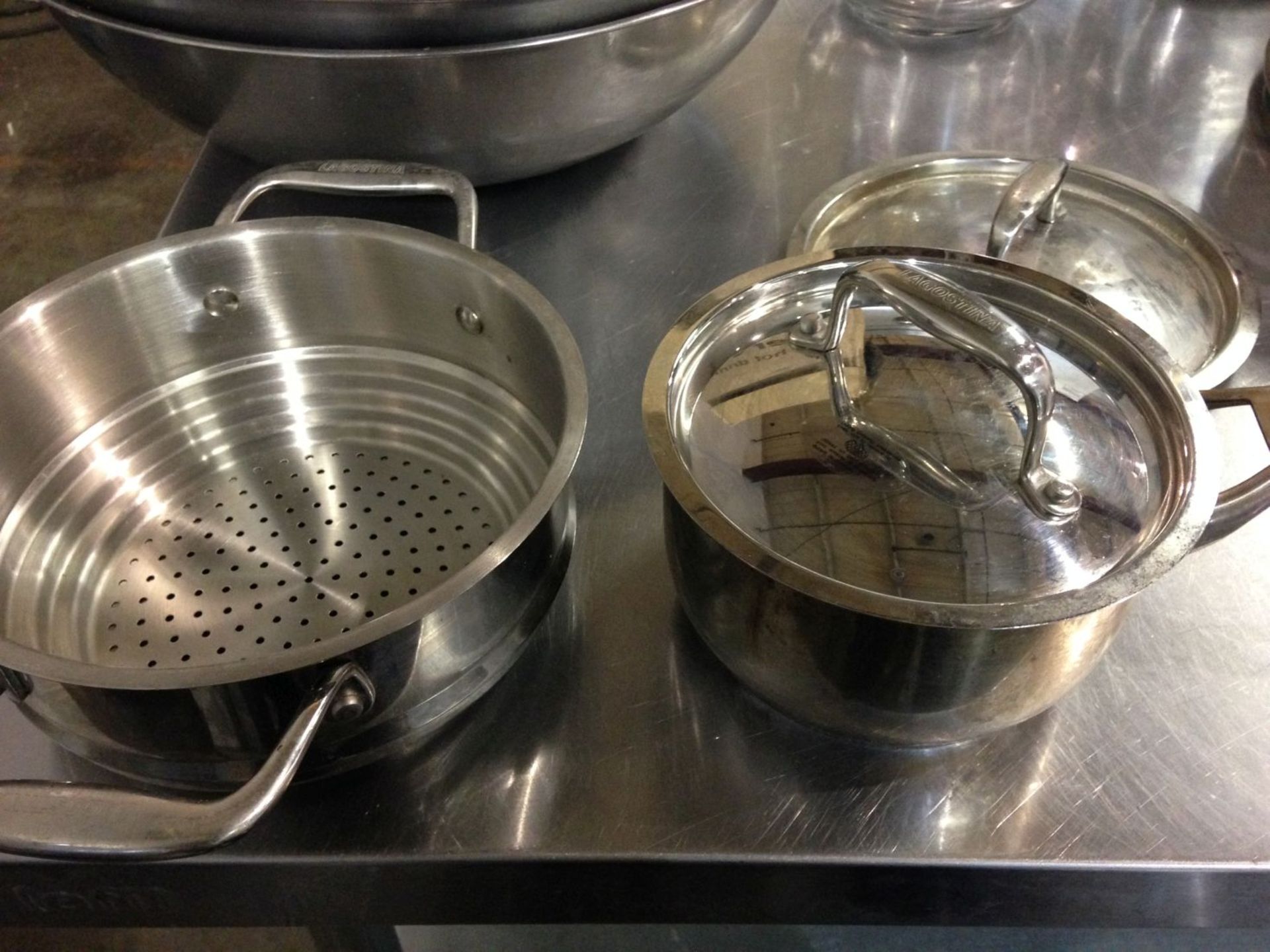 Small Stainless Sauce Pot with Steamer Insert - Image 2 of 2