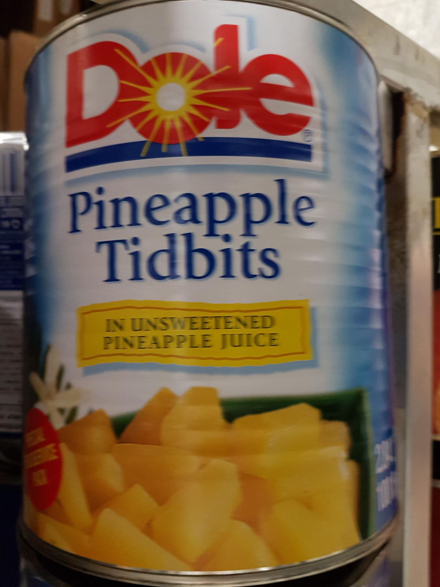 Dole Pineapple Tidbits - 2 x 2.84LT Cans - Dented