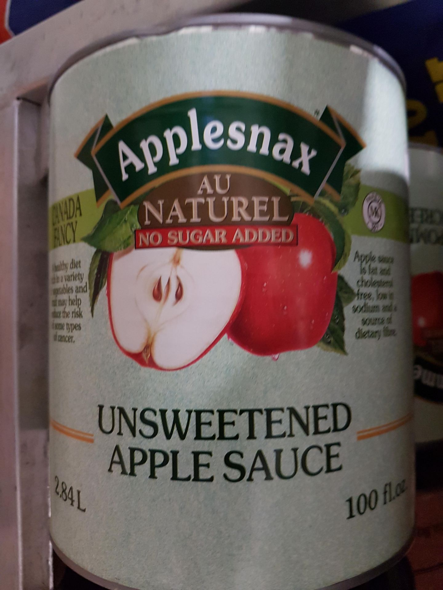 Applesnax Unsweetened Apple Sauce - 5 x 2.84LT Cans - Dented