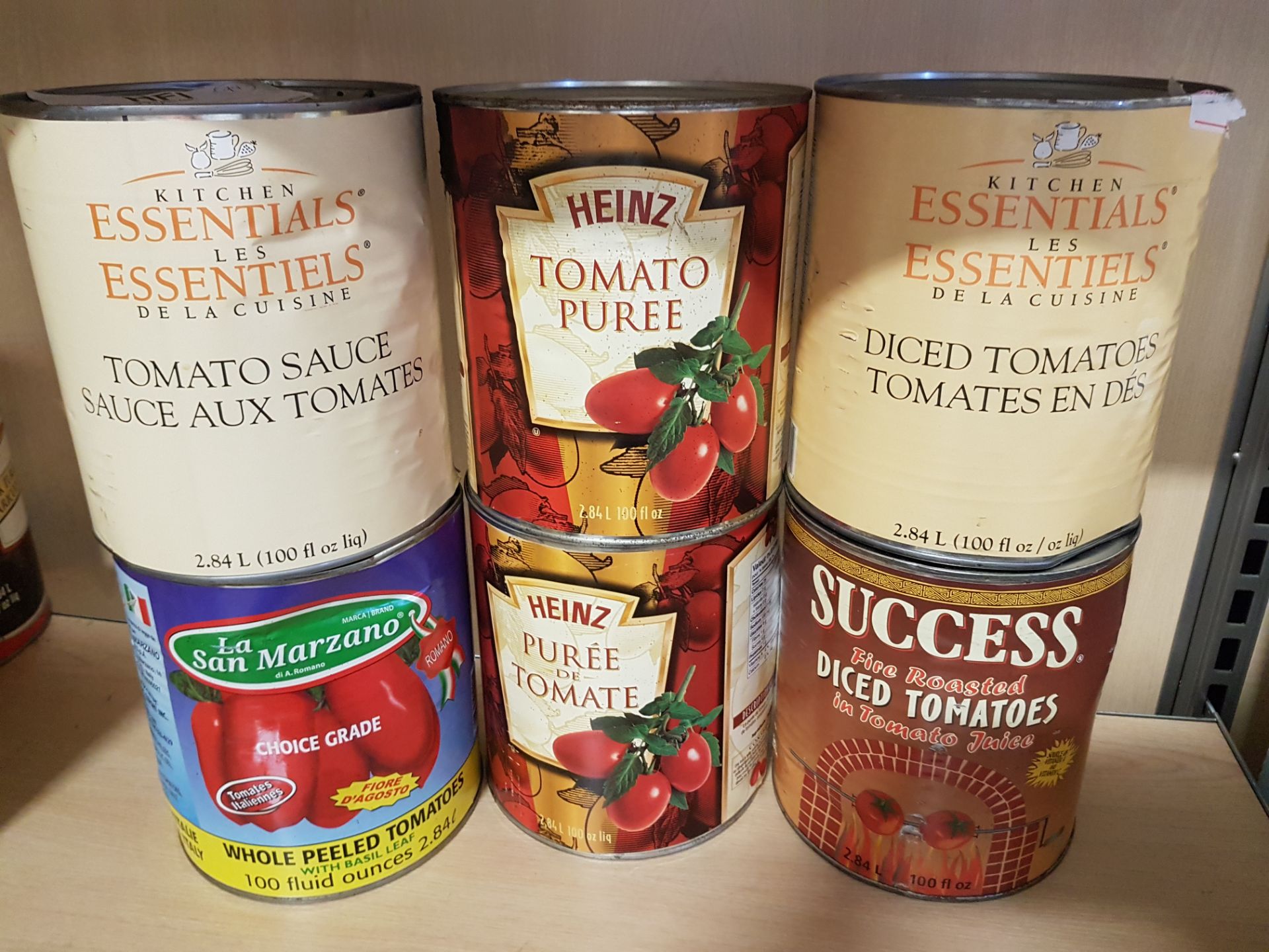 Assorted Canned Tomato Products - 6 x 2.84LT Cans - Dented