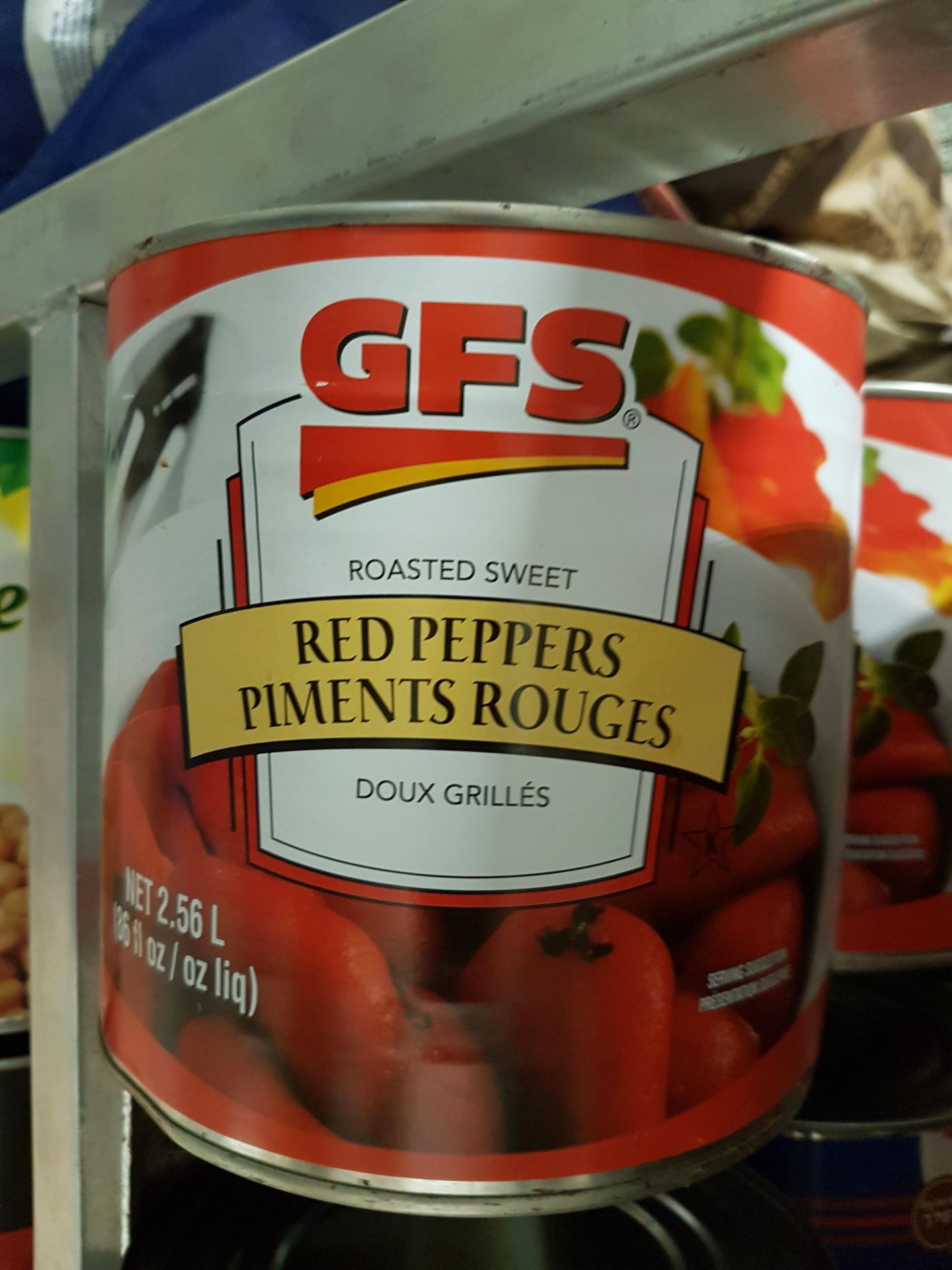 GFS Roasted Sweet Red Peppers - 6 x 2.56LT Cans - Dented