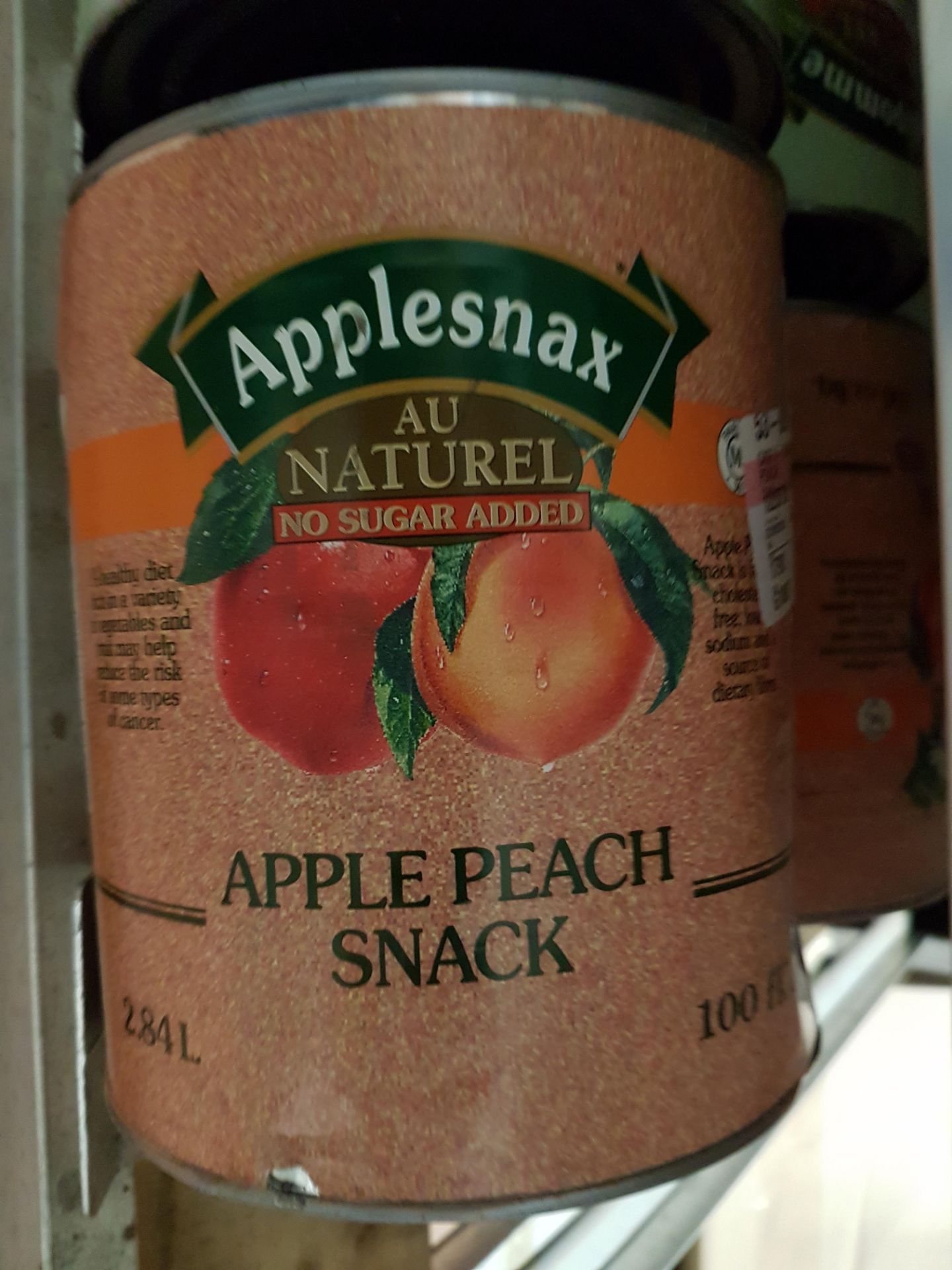Applesnax Apple / Peach Snack - 2 x 2.84LT Cans - Dented