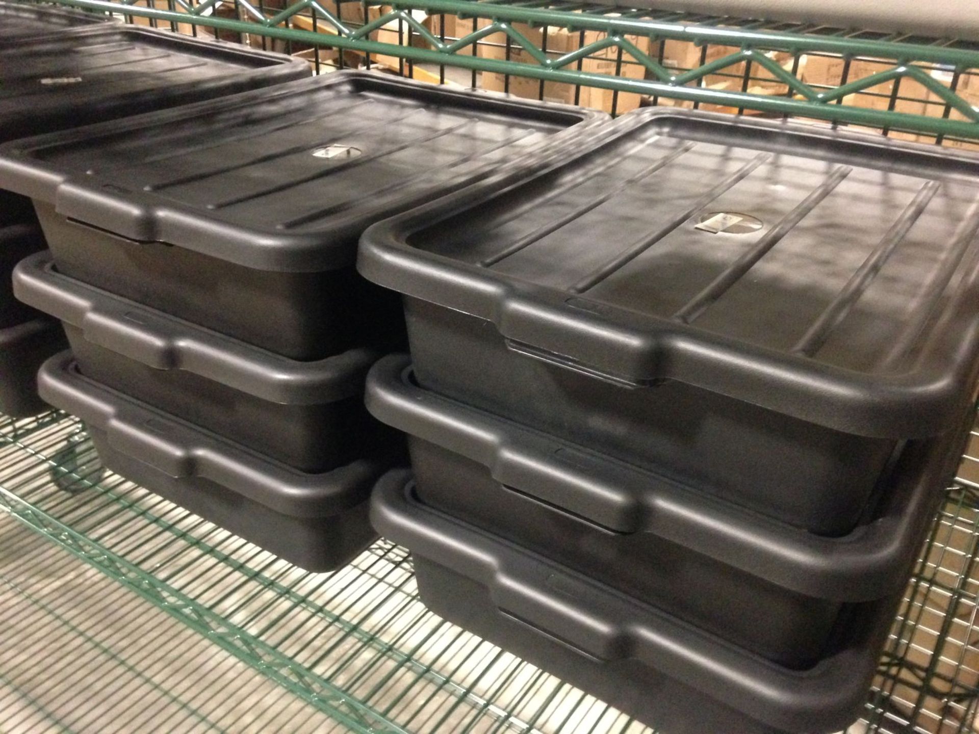 5" Depth Black Totes with Lids - Lot of 6