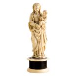 "Virgin with Child". Walrus ivory sculpture. 17th century. The ivory comes with a Certificate of