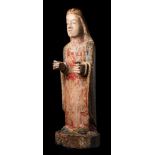 "Saint Apollonia". Polychrome carved wooden sculpture. Catalan school. Romanesque. End of 12th