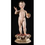 "Christ child". Carved polychrome and gilt wooden sculpture. 17th century.  The sculptor transmits