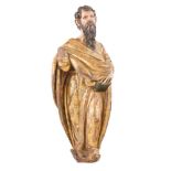 "Evangelist". Carved polychrome and gilt wooden sculpture. Valladolid. 16th century.